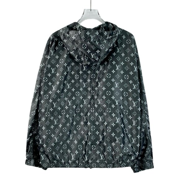 Louis Vuitton Black & Gray Logo Print Hooded Jacket With Zipper Size S 38 Polyes - Picture 2 of 7